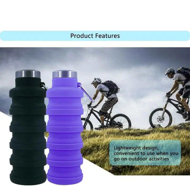 Collapsible Silicone Water Bottle – BPA-Free Reusable Foldable Bottle for Travel, Hiking & Outdoor Sports