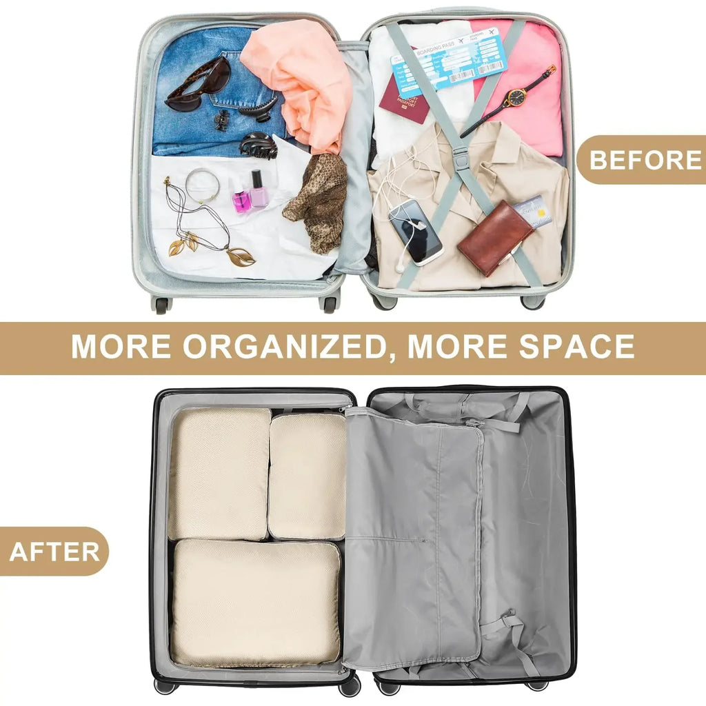 Travel Compression Packing Cubes – Waterproof Organizer Set