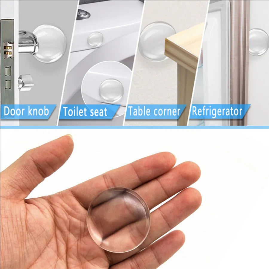 📋 Title:
Clear Soft Rubber Door Knob Wall Shield | Door Stopper Bumper Mute Sticker | Self-Adhesive Wall Protector Muffler Pad (Pack of 6/8)