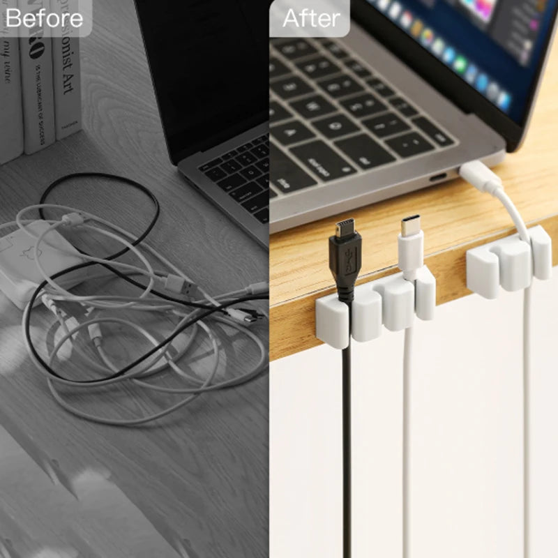 📋 Title:
Desktop Cable Organizer Silicone Cable Holder Clips Cord Wire Management Self Adhesive USB Cable Winder for Home Office (2 PCS)