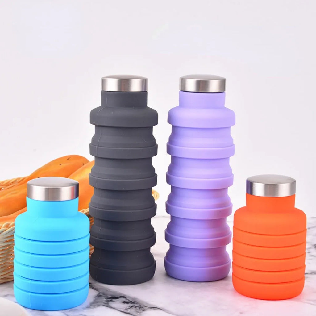 Collapsible Silicone Water Bottle – BPA-Free Reusable Foldable Bottle for Travel, Hiking & Outdoor Sports