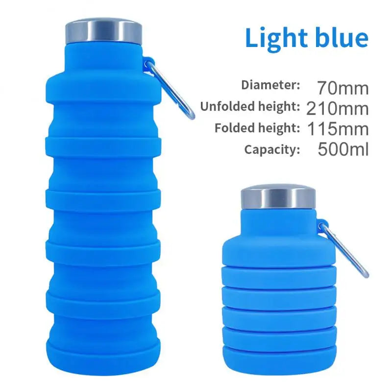 Collapsible Silicone Water Bottle – BPA-Free Reusable Foldable Bottle for Travel, Hiking & Outdoor Sports