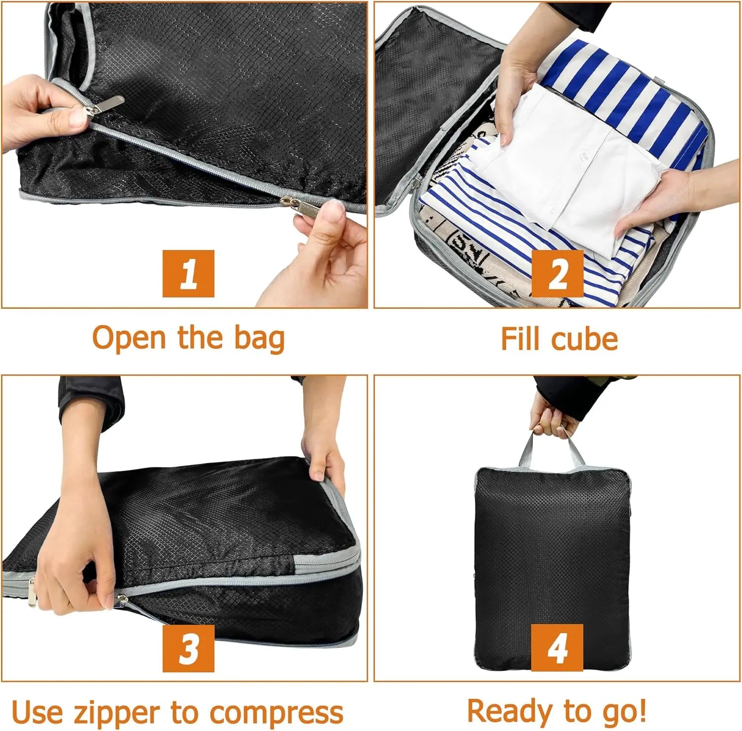Travel Compression Packing Cubes – Waterproof Organizer Set