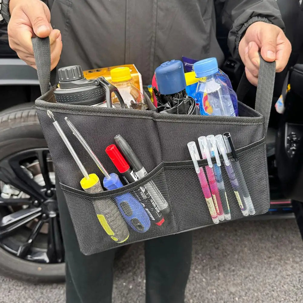 📋 Title:
Foldable Car Trunk Organizer | Multi-Pocket Large Storage Box | Save Space Seat Organizer Bin with Adjustable Straps