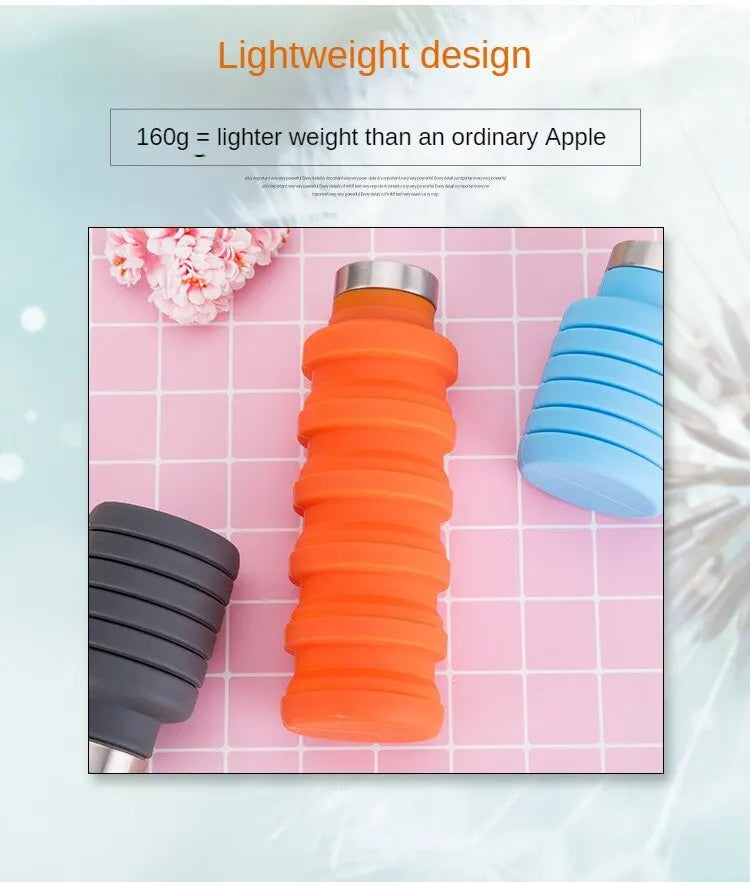 Collapsible Silicone Water Bottle – BPA-Free Reusable Foldable Bottle for Travel, Hiking & Outdoor Sports