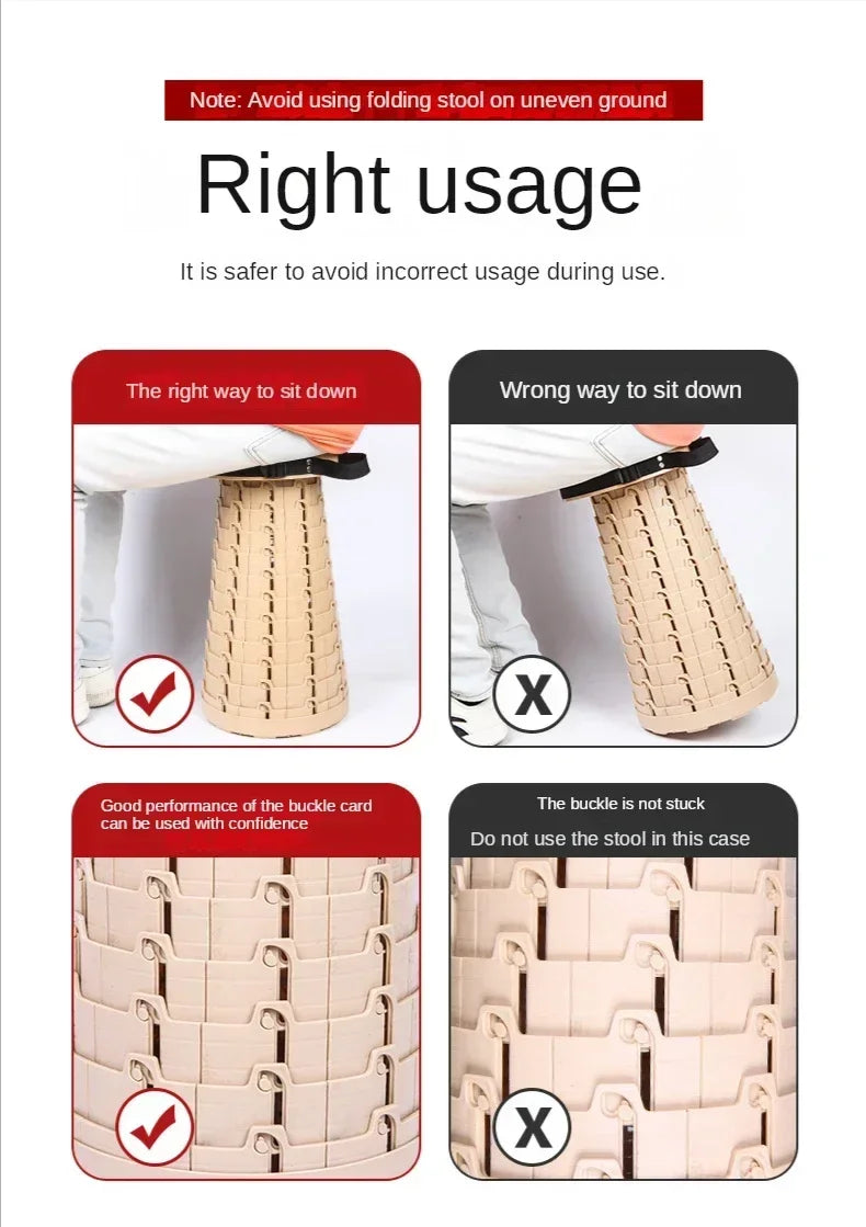 Adjustable Telescoping Folding Stool – Travel & Outdoor Use