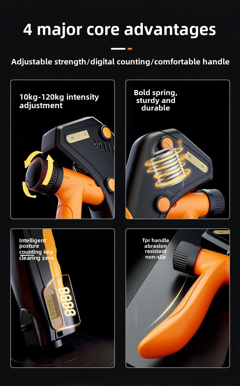 Adjustable Hand Grip Strengthener 10–120KG – Forearm, Wrist & Finger Trainer