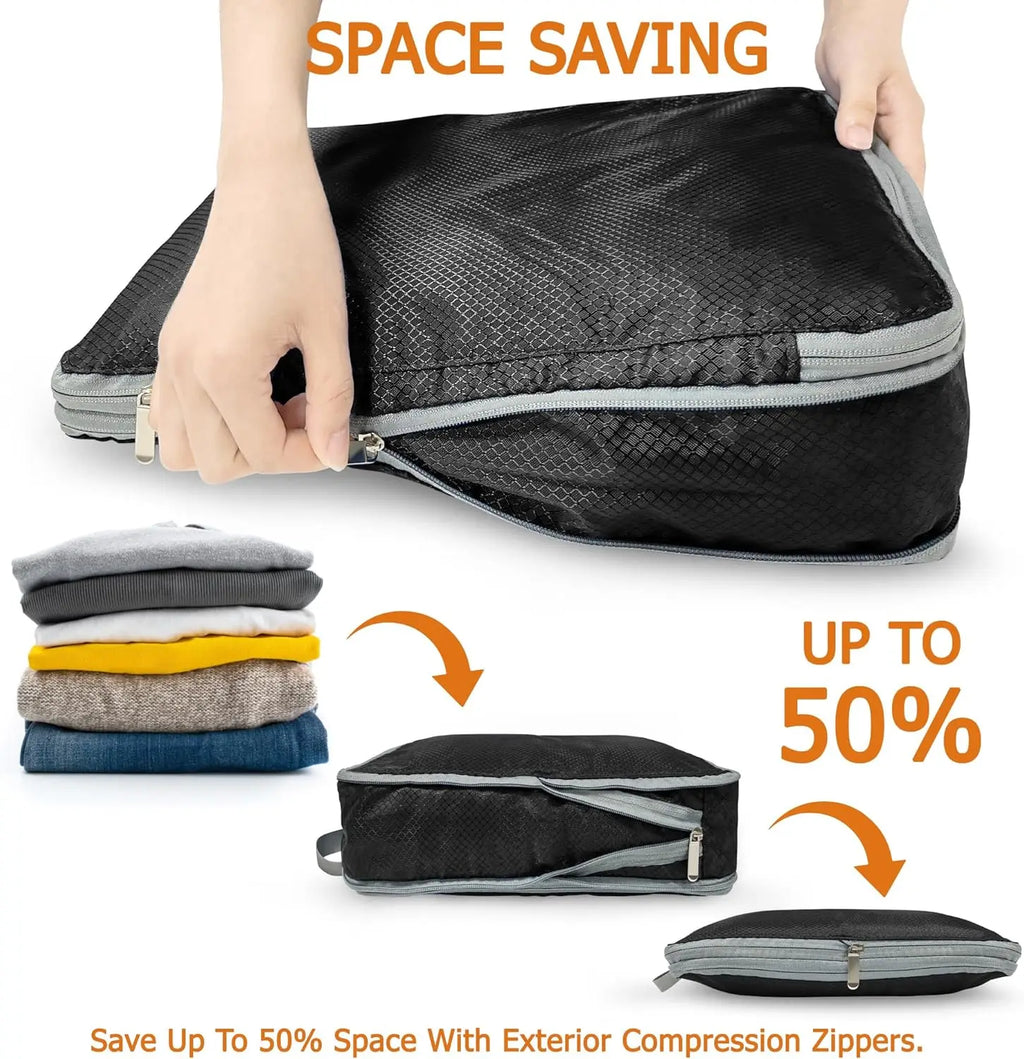 Travel Compression Packing Cubes – Waterproof Organizer Set