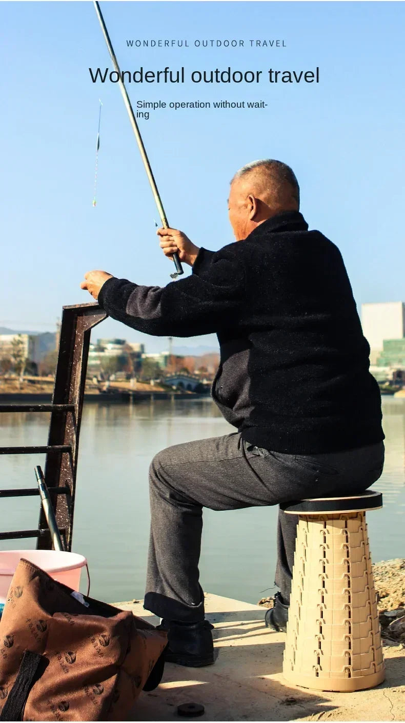 Adjustable Telescoping Folding Stool – Travel & Outdoor Use