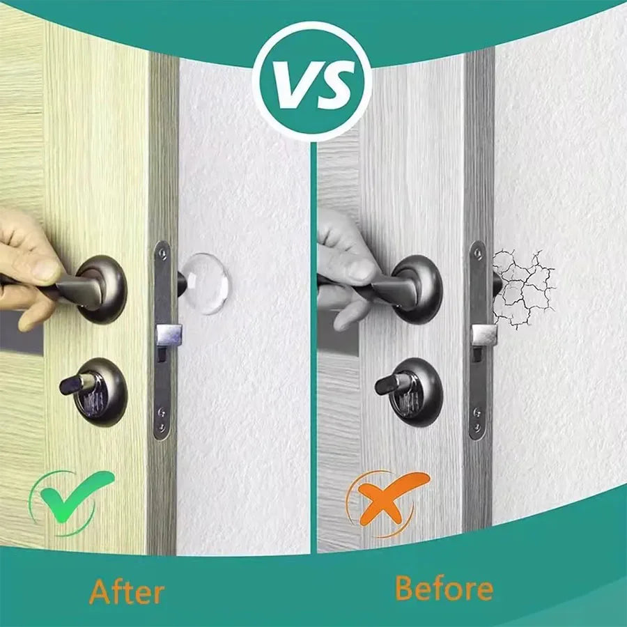 📋 Title:
Clear Soft Rubber Door Knob Wall Shield | Door Stopper Bumper Mute Sticker | Self-Adhesive Wall Protector Muffler Pad (Pack of 6/8)