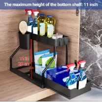 Under Sink Organizer – 2-Tier Pull-Out Storage Rack for Kitchen & Bathroom