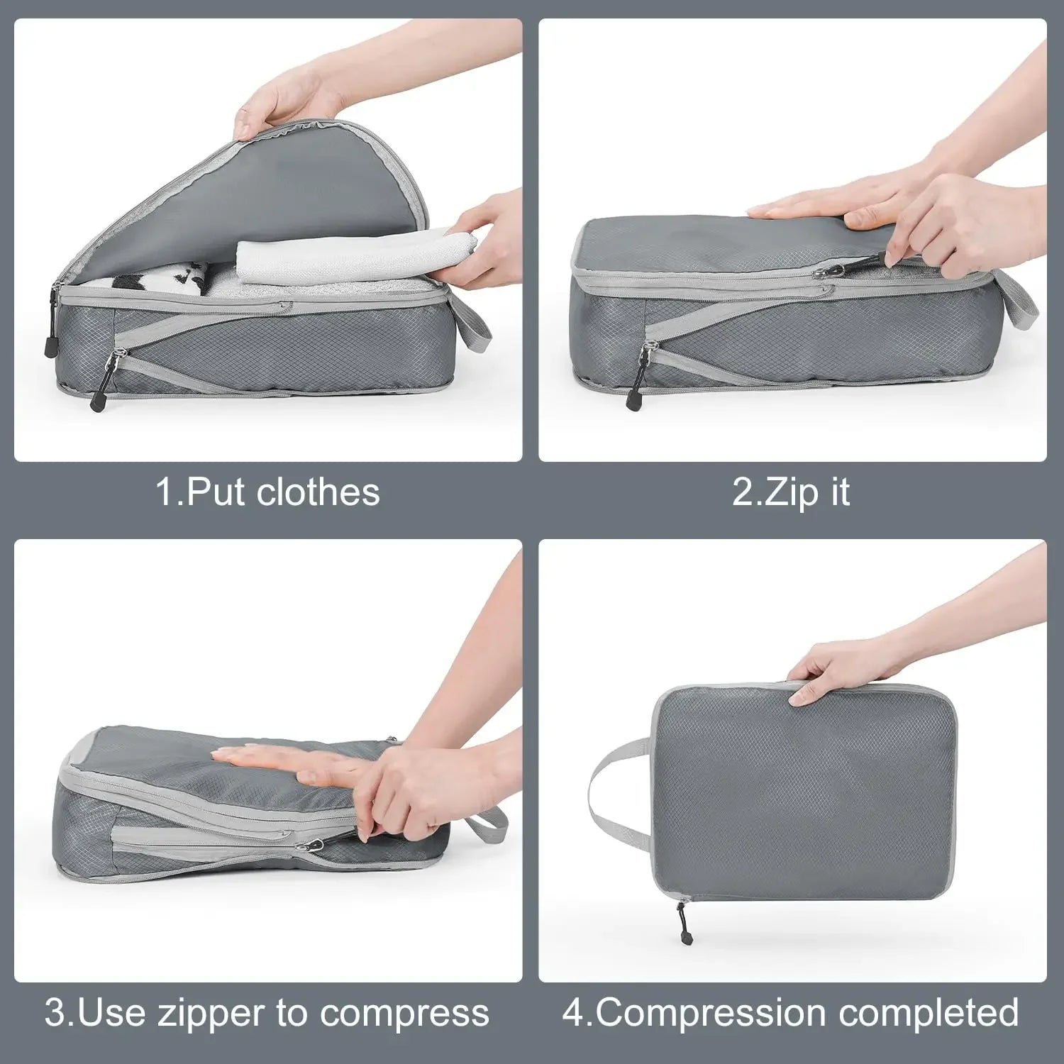 Travel Compression Packing Cubes – Waterproof Organizer Set